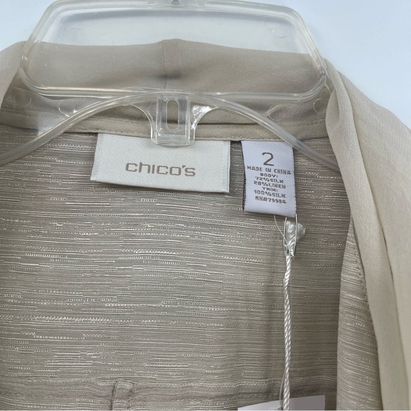Chico’s Sophie Silk Scarf Jacket NWT Gauze lapels Size 2 (Large) Open Front - Picture 7 of 11